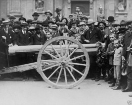 German Civilians with Cannon decorated with garland World War I WWI 8x10... - £7.04 GBP