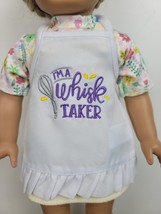Doll Apron Purple Whisk Taker Embroidered fits 18in American Made Preten... - $10.99
