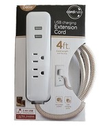JASCO ~ 2-Outlets ~ 2-USB Charging Ports ~ 4&#39; Decorative Cord ~ Flat Plug - £14.71 GBP