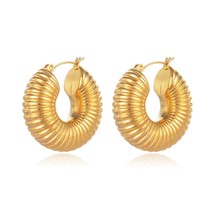 gold plated stainless steel hoop earrings for women unique snail shell hollow earrings thumb200