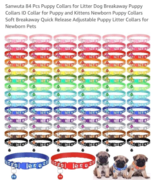 84 Pieces Colourful Nylon Adjustable Kitten Puppy Cat Collar Cute Bell P... - $33.94 CAD