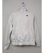 Vintage Champion Reverse Weave Hoodie Sweatshirt White Men&#39;s Size Large Y2K - $25.49