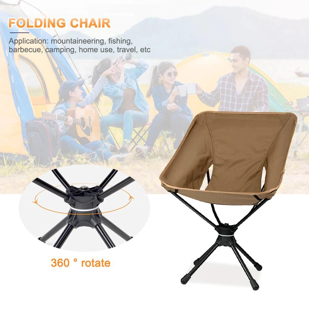 360 Rotating Outdoor Portable Folding Camping Chair Compact Swivel Seat for - £67.55 GBP+