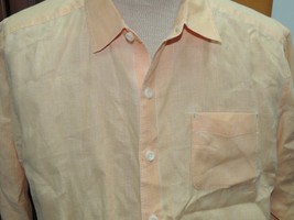 Men&#39;s LARGE Tommy Bahama Relax Long Sleeve Shirt 100% Linen ORANGE solid - $24.74