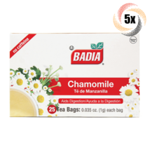 5x Boxes Badia Chamomile Tea Aids Digestion | 25 Bags Per Box | Té de Manzanilla - £18.99 GBP