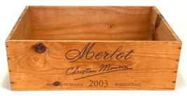 Wine Crate Box 2003 WOOD CHRISTIAN MOUEIX MERLOT BORDEAUX  ADVERTISING 1 - $37.39