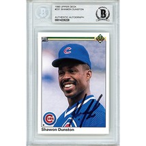 Shawon Dunston Chicago Cubs Auto 1990 Upper Deck Autograph On-Card Beckett Slab - £54.26 GBP