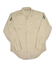 Vintage US Army Cotton Poplin Shirt Mens 15 Khaki Soft collar Type III M... - $29.56