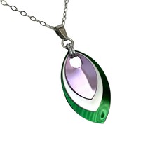 Genderqueer pride jewelry, chainmail scale pendant, lavender, white, green - £8.01 GBP+