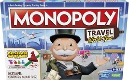 Monopoly World Tour Board Game with Token Stampers and Dry Erase Gameboard for F - £21.23 GBP
