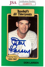 Don Larsen signed 1987 Hygrade Baseball&#39;s All-Time Greats Card- JSA #LL60371 (Ne - £30.33 GBP