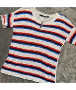 Kensie White Striped T Shirt XS Short Sleeve Pullover Knit Top - $281.01 MXN
