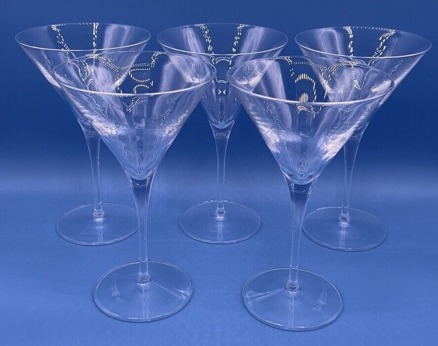 Primary image for luigi bormioli martini glass 7.75” Celebration Party Dinner Lot Of 5 *Pre-Owned*