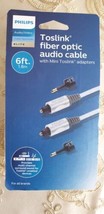 Philips 6&#39; Elite Toslink Digital Fiber Optic Cable with 2 Mini Adapters - Gray - £7.56 GBP