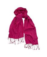 Vtg Bijoux Terner Pseudo Pashmina Scarf Fuchsia Pink Fringed Wrap 64x82 - $14.40