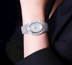 925 Sterling Silver Replica Full Diamond Watch Woman Quartz Wrist Watches - £2,597.01 GBP