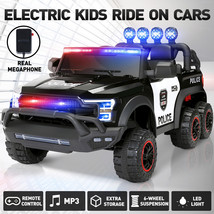 Electric 12V Battery Kids Ride On Police Car Truck 6Wheels+Led+Intercom+Siren+Rc - £309.46 GBP