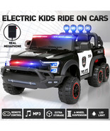 Electric 12V Battery Kids Ride On Police Car Truck 6Wheels+Led+Intercom+... - £277.42 GBP