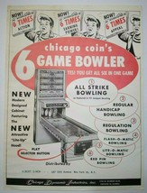 Chicago Coin Six Game Bowler Arcade FLYER Original Shuffle Alley Game Art 1960   - £20.89 GBP