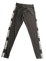 Gym Shark Leggings/Yoga Pants-Size Medium Gray W White Logo Spell out Do... - $23.16