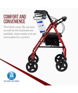 Dynarex DynaGo Quad 8 Rollator, 7.5” Wheels, Red Frame, Foldable, Padded... - $112.99