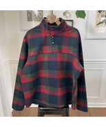 John Wayne 1/4 Snap Plaid Block Pullover Fleece Sweater Jacket Red Blue ... - $28.80