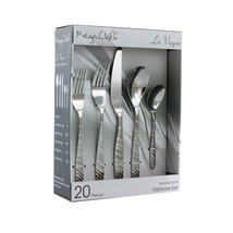 MegaChef La Vague 20 Piece Flatware Utensil Set, Stainless Steel Silverw... - $1,317.87 MXN