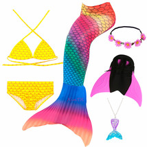 2022 Kids Mermaid Tail Swimsuits with monofin for Swimming - £23.16 GBP