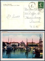 1938 FRANCE Postcard - La Havre to Harrisburg, Pennsylvania USA C24 - £2.32 GBP