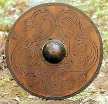 Medieval Viking Shield Battle-Ready Shield Unique Wooden 24&#39;&#39; handmade Shield - £129.01 GBP