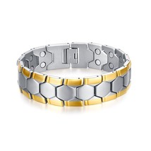 Racelet for men gold color energy germanium magnetic bracelet men stainless steel chain thumb200