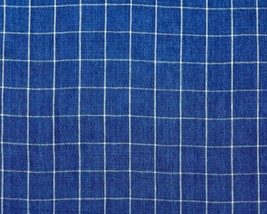P Kaufmann Bennet Cobalt Blue Windowpane 100% Linen Multiuse Fabric By Yard 54&quot;W - £15.79 GBP