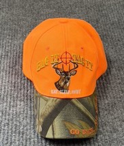 Deer Hunting Ball Cap Hat Adjustable Camo Orange EAT SLEEP HUNT  Embroid... - £10.80 GBP