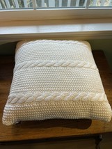Tommy Hilfiger Cabral Knit Cotton Reversible Pillow White EUROPEAN SHAM - £31.24 GBP