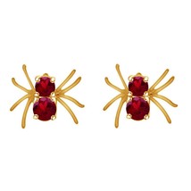 0.50Ct Redondo Rubí Julio Piedra de Nacimiento Araña Dormilonas 14K Amarillo Oro - £50.33 GBP