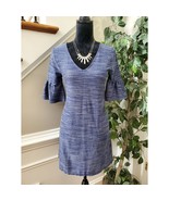 Women&#39;s Blue Striped Polyester V-Neck 3/4 Sleeve Knee Length Dress Size ... - $599.30 MXN