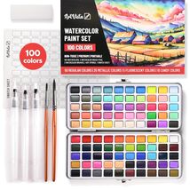 Deluxe Watercolor Set with 100 Shades: Ideal for Beginners &amp; Professionals - $40.54