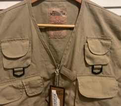 Master Sportsman Vintage brown Fishing hunting Vest w pockets size XL - £23.38 GBP
