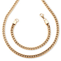 PalmBeach Jewelry Men&#39;s Curb-Link Chain and Bracelet Set Gold-Plated - £48.93 GBP