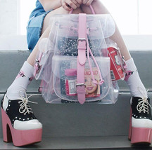 Kawaii Clothing Cute Harajuku Ropa Transparent Backpack Mochila Transparente Emo - £22.56 GBP