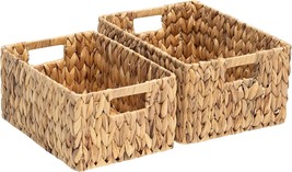 Natural Water Hyacinth Wicker Baskets For Storage Shelves Organizing, Rectangle - £34.68 GBP