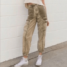 Urban Outfitters Acid Wash Cargo Pants Joggers High Rise Bleach XS 2 - $28.80