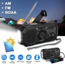 Emergency Solar Hand Crank FM/NOAA Weather Radio Power Bank Charger Flas... - £31.31 GBP