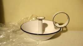 Pan Candle Holder with Candle in white metal image 3
