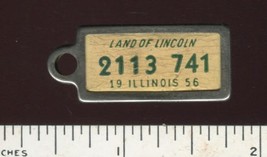 Vintage 1956 Illinois license plate keyring tag Metal Rim from Disabled Am Vets - £6.36 GBP