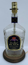 Crown Royal Black Whiskey Large 1.75L Liquor Bottle Table Lamp Light Wood Base - £44.42 GBP