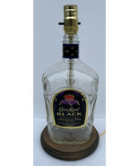 CROWN ROYAL BLACK Whiskey Large 1.75L Liquor Bottle TABLE LAMP Light Woo... - £43.90 GBP
