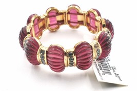 Napier Ribbed Stretch Bracelet Simulated Crystals Translucent Purple - £11.66 GBP
