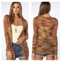 NWT Free People FP Beach Red Tiger Striped Button Front Mohair Cardigan Size XS  - £27.73 GBP