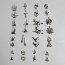 32 Pieces Silver Tone Halloween Skull Spider Bat Gothic Jewelry Craft Ch... - £4.69 GBP